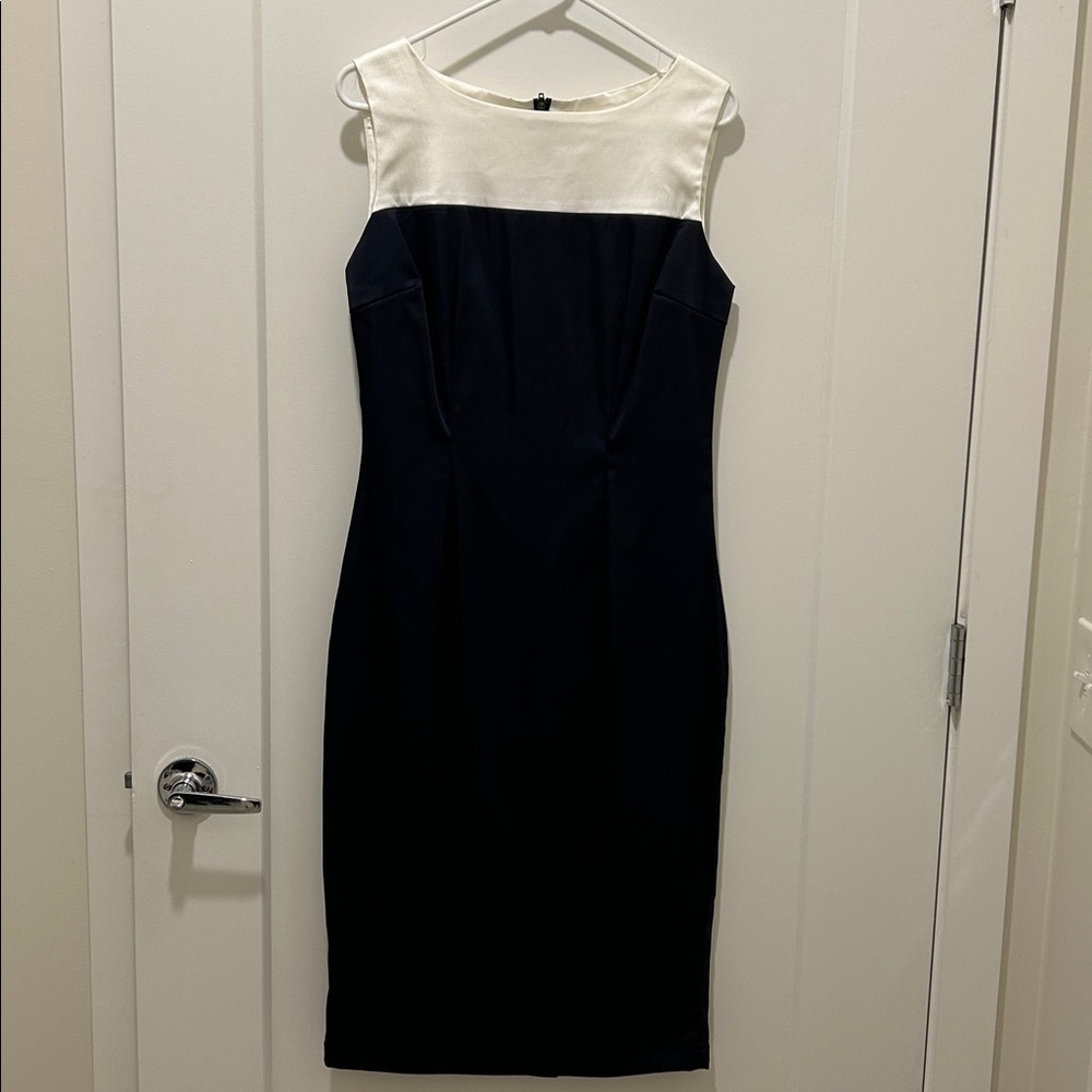 Bettie Page (NWT) Vintage Sleeveless White and Navy Dress
